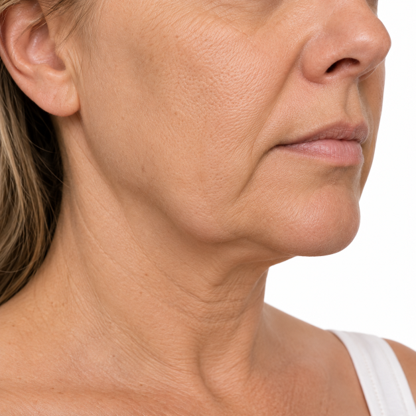 A softening jawline or early jowls