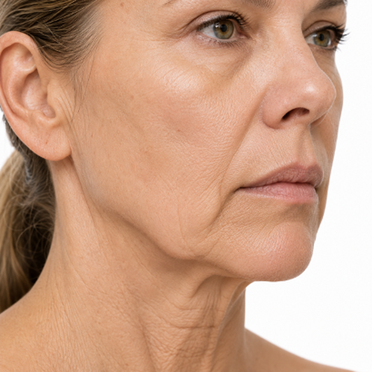 Loose skin on the face or neck