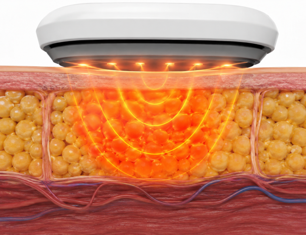 Radiofrequency Energy Heats the Fat Layer